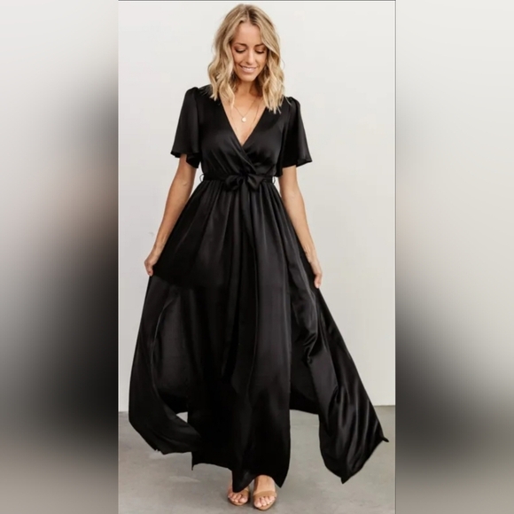 Baltic Born Dresses & Skirts - Baltic Born Black Sicily Satin Maxi Dress